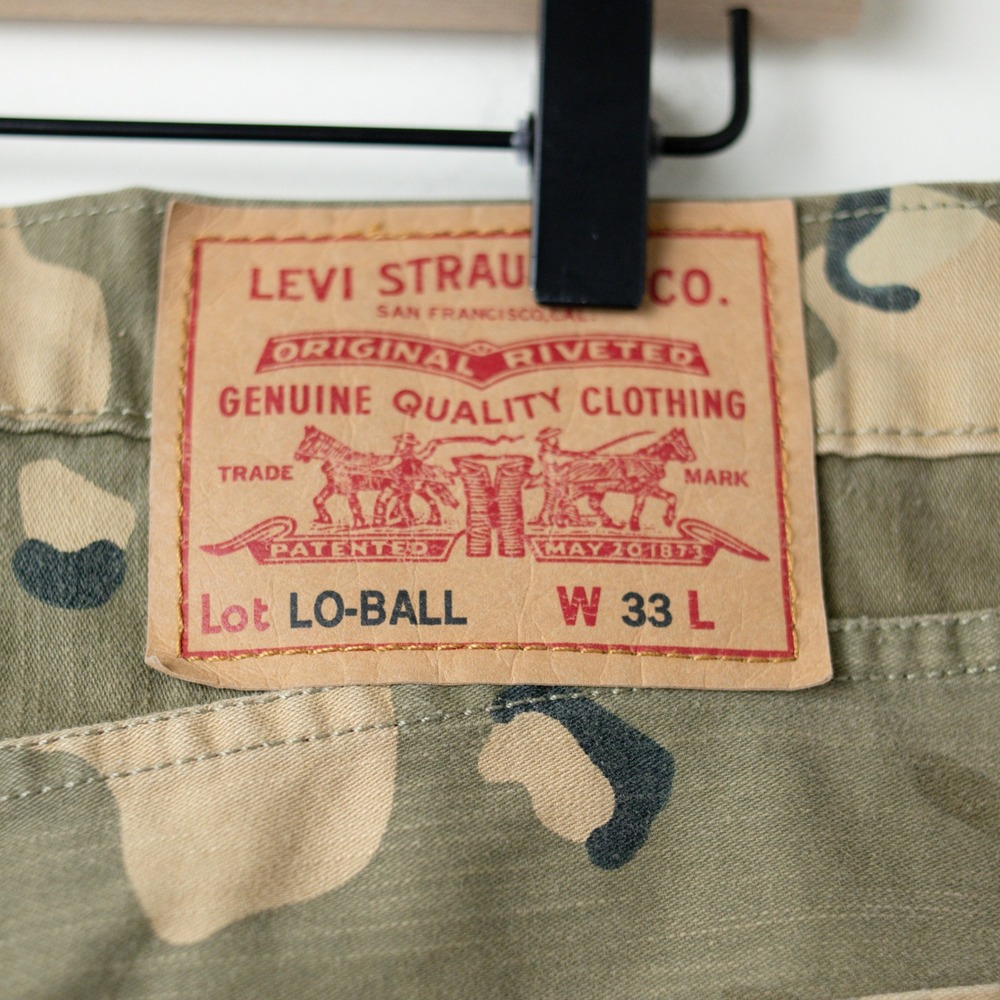 Levi's Lo-Ball Camo Slim Jeans Pants Mens 33 Green Distressed Ripped Camouflage - Picture 2 of 12